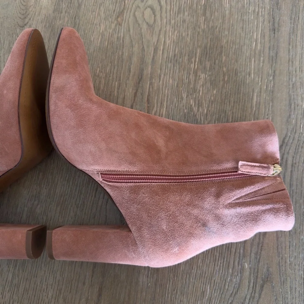 Sézane Adele Ankle‎ Boots-Blush Suede Leather Italian Heels-3.5